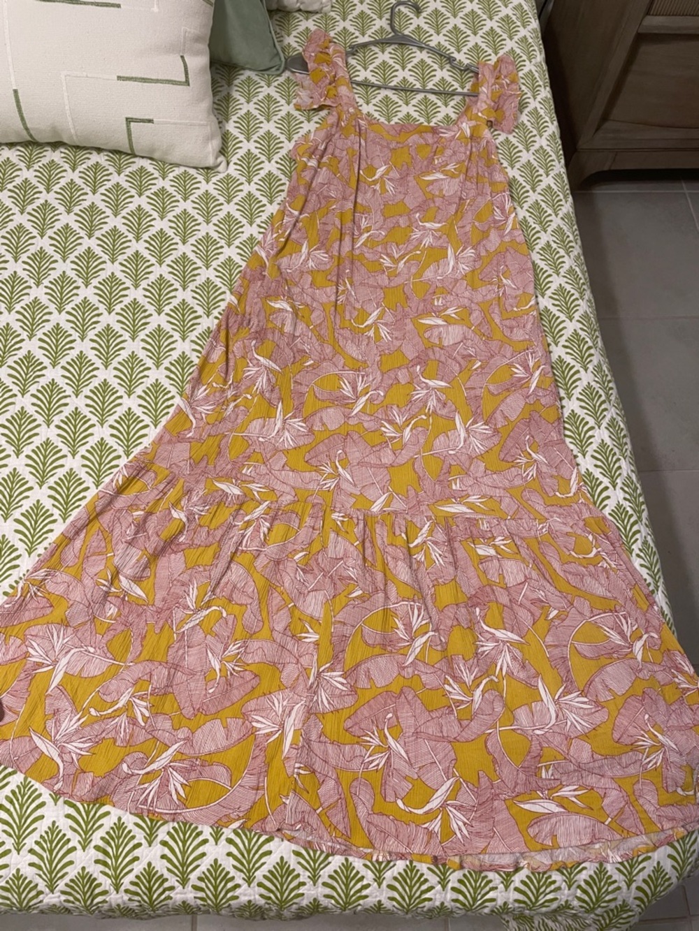 Preloved Knox Rose Pink and Mustard Floral Ruffle Strap Sundress